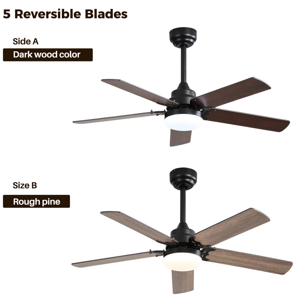 Ventilatore da soffitto nero con luce LED e telecomando