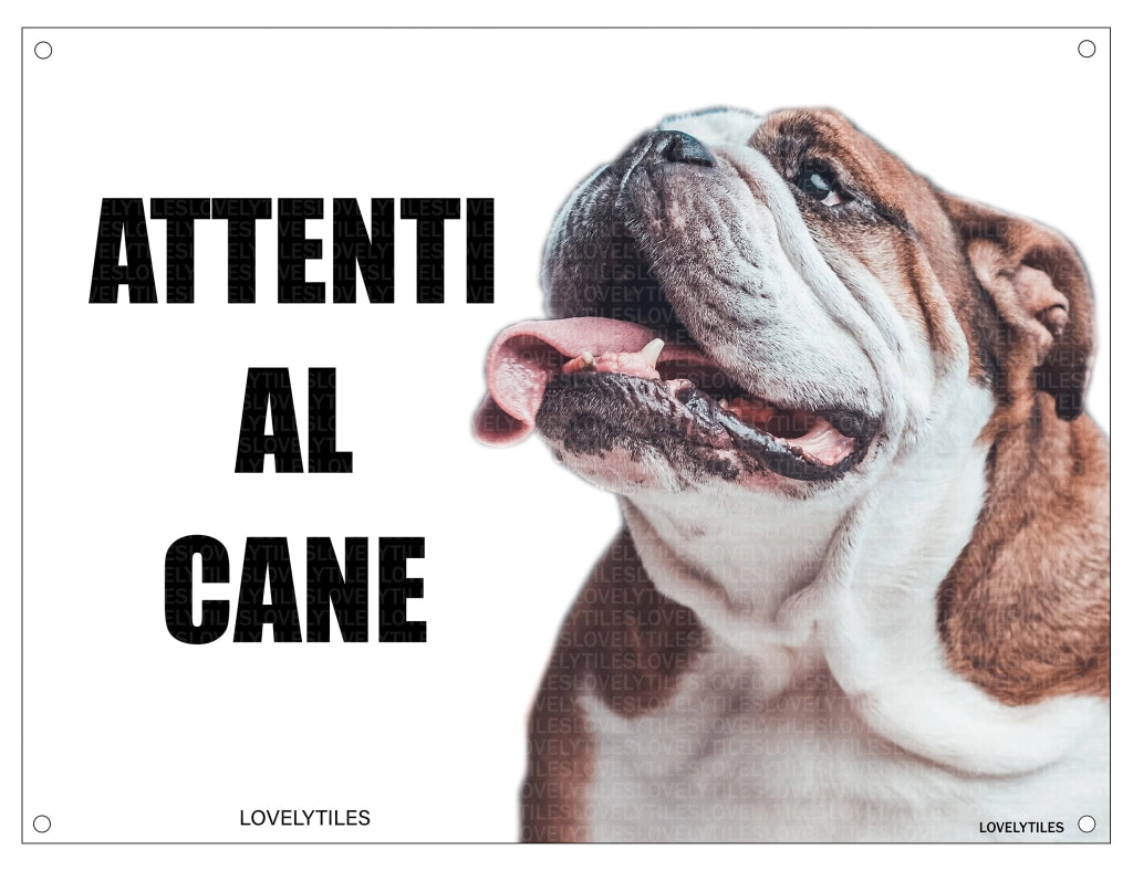 Segnaletica metallica "Attenzione, cane" - 15x20 cm - da montare a parete