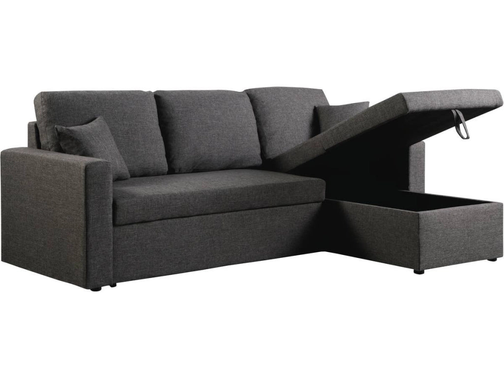 Divano angolare convertibile "Alain" - 221 x 145 x 85 cm - 3 posti - Nero