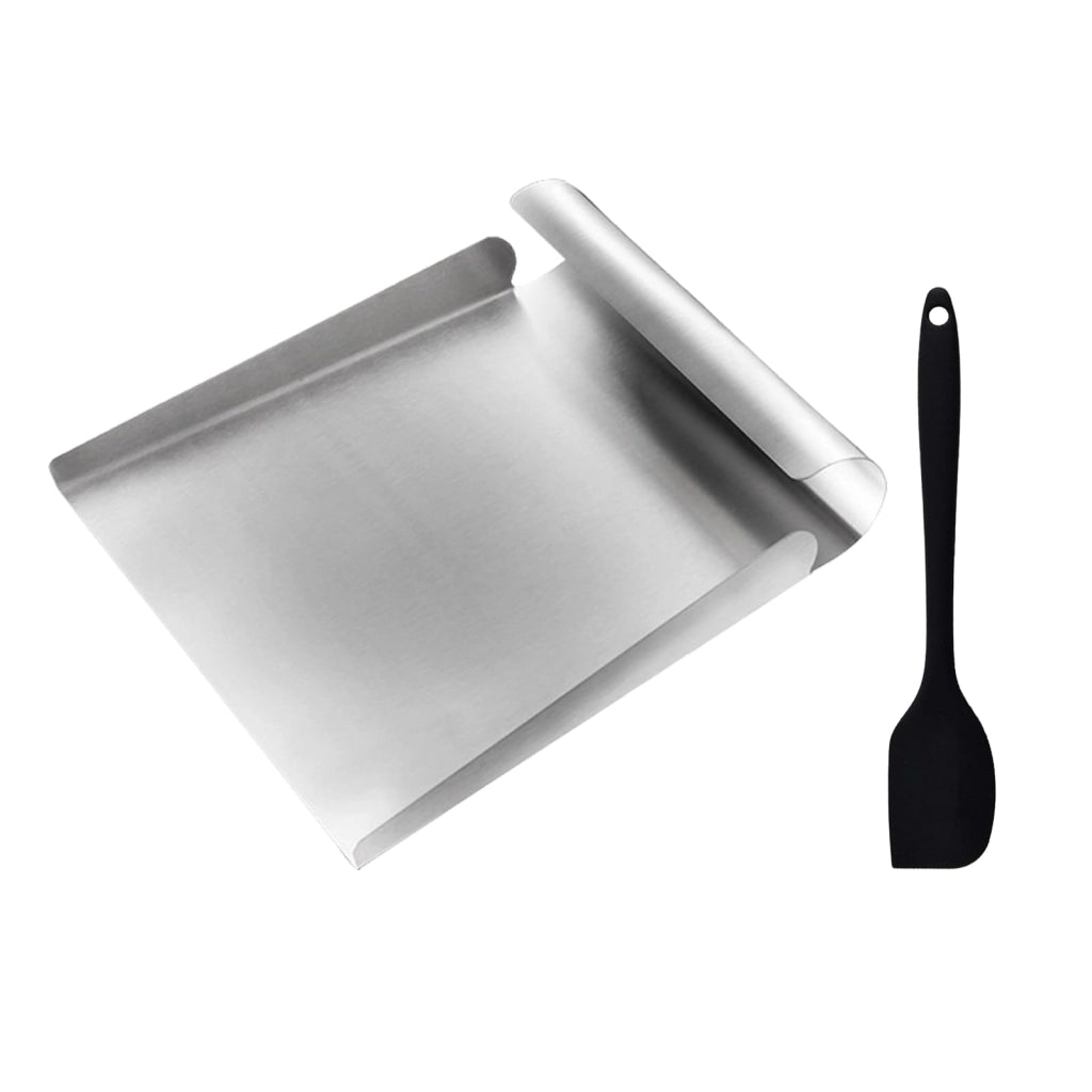 Pala per verdure con spatola in silicone, acciaio inossidabile, set da 2 pezzi