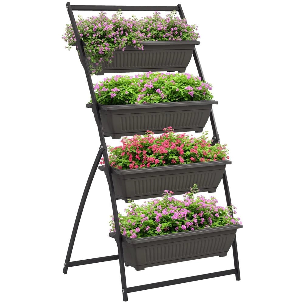 Fioriera a scala porta piante per giardino e balcone, marrone, resistente alle intemperie, salvaspazio, 76 cm x 79 cm x 162 cm