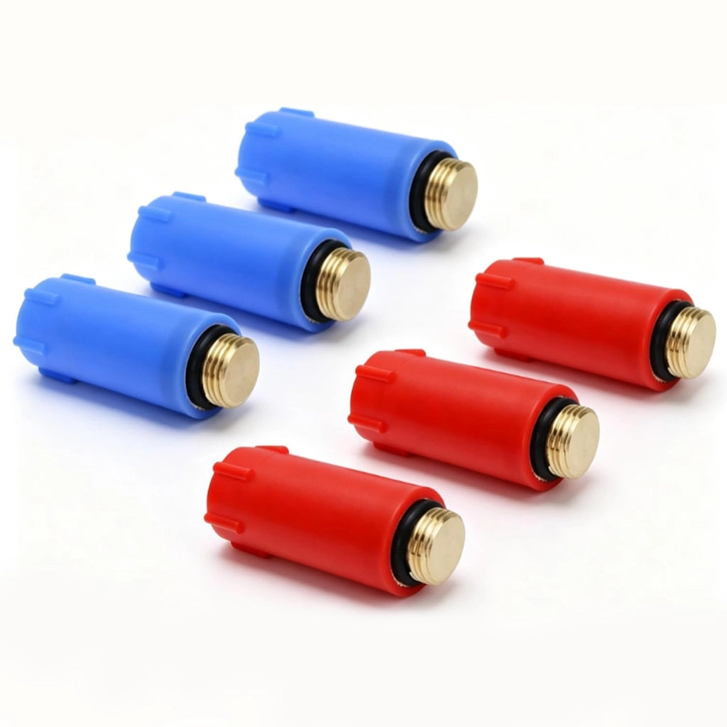 Tappi per tubi da 1/2 pollice, confezione da 6, in plastica, colore rosso/blu