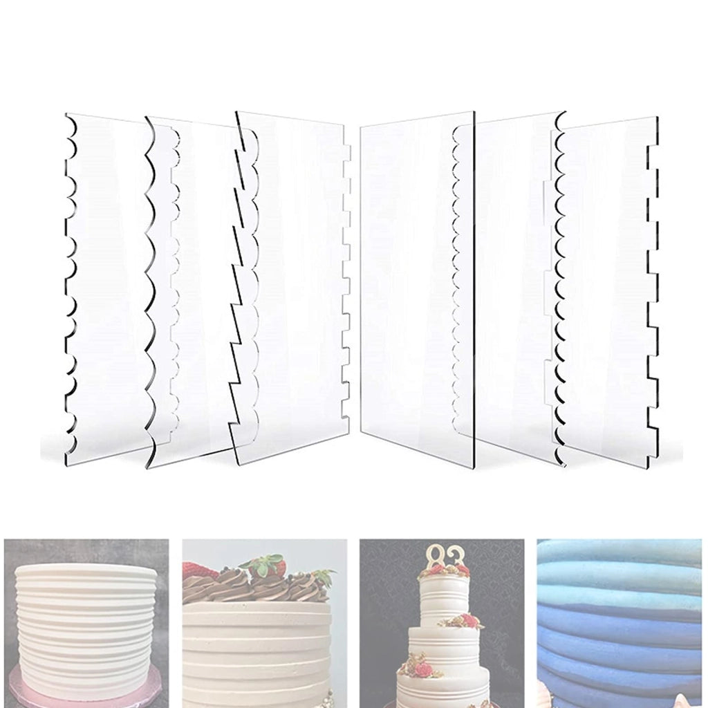 Set di spatole per torte, 6 pezzi, in acrilico trasparente, dimensioni 24 x 10 cm