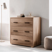 Comò 3 cassetti colore noce naturale 91x45x81H