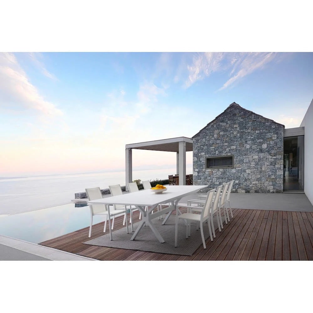 Set di 4 Sedie da Giardino con Braccioli in Alluminio e Textilene Strong Bianco