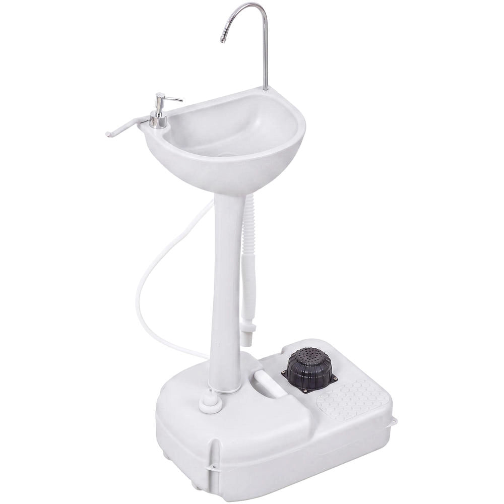Lavandino portatile da campeggio 17L con ruote lavabo mobile da esterno con dispenser sapone e portasciugamani grigio