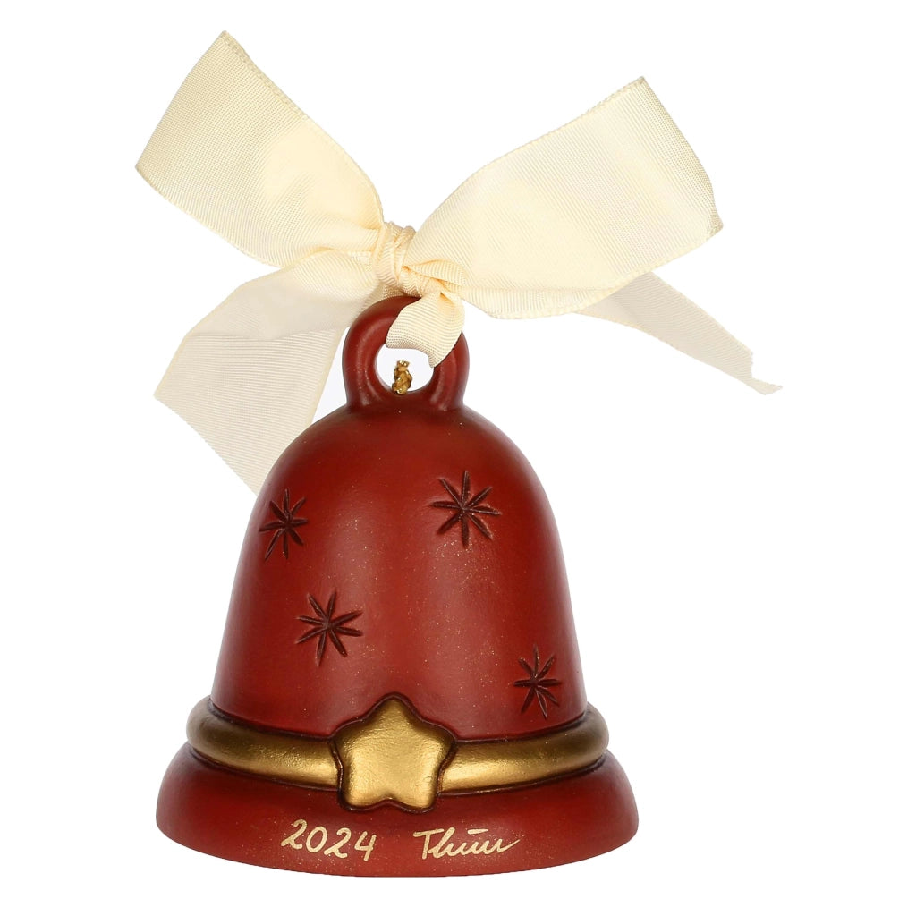 Campanella in Vetroceramica con angelo, colore rosso, dimensioni 7,1x7,1x7,8 cm, edizione limitata 2024