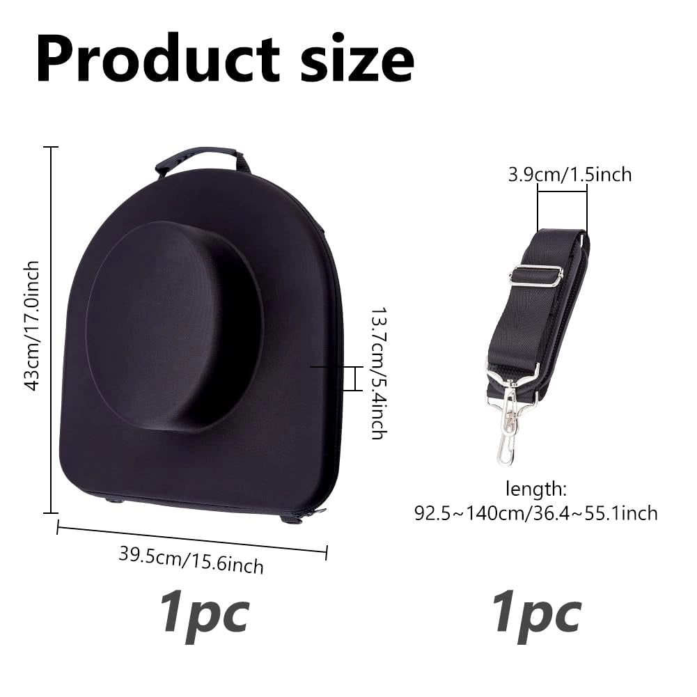 Scatola per cappelli da cowboy EVA, dimensioni 43x39,5x13,7 cm, impermeabile, colore nero