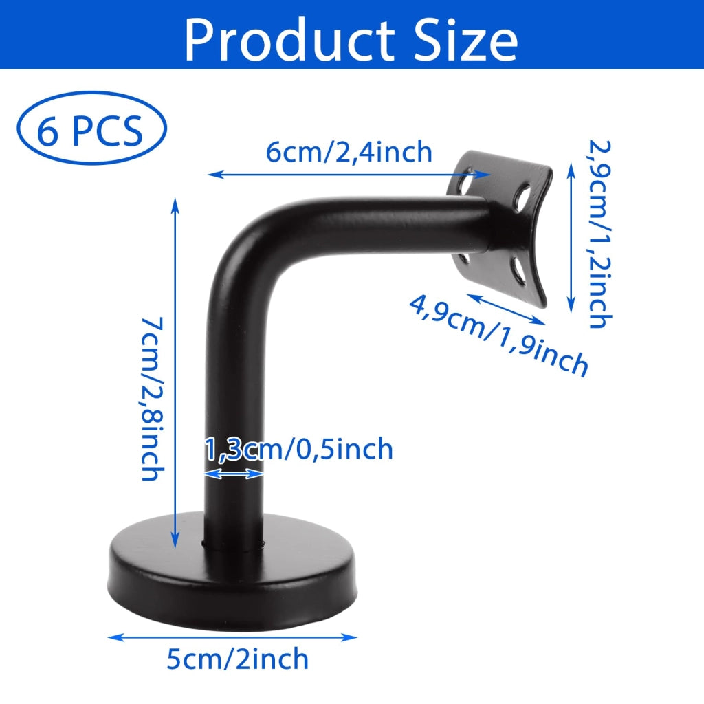 Set di 8 supporti per corrimano, colore nero, dimensioni 60 x 80 mm, in acciaio inossidabile