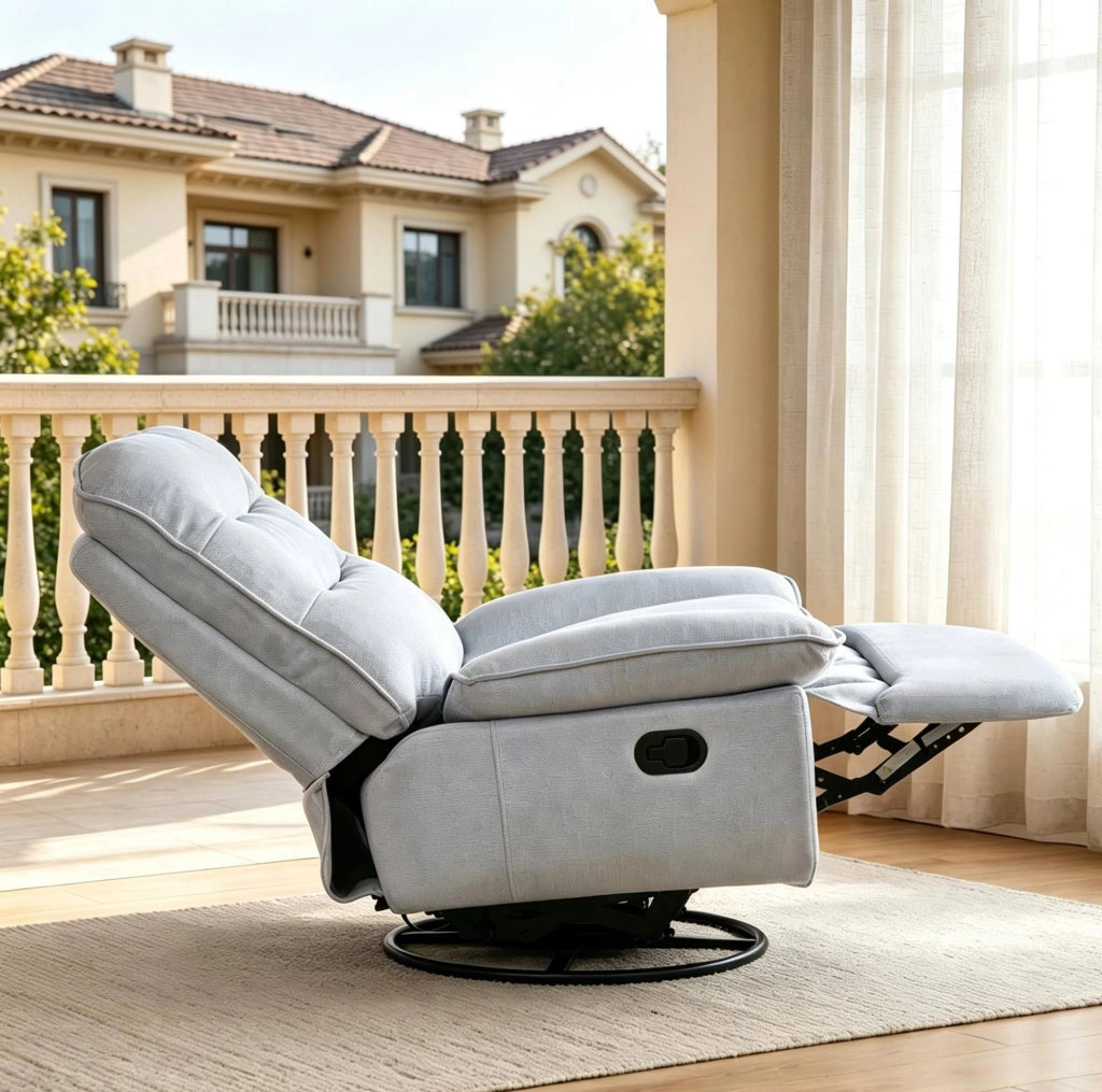 Poltrona relax girevole e dondolante azzurro chiaro, 95 cm