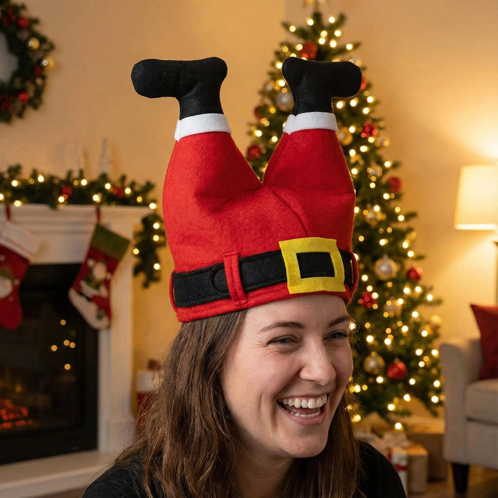 Cappello da Babbo Natale con gambe, da inserire nel camino, 58 cm, unisex