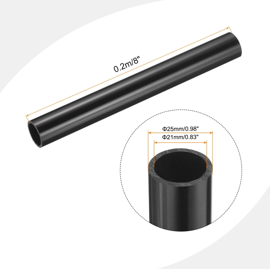 Tubo in PVC rigido, 21x25 mm, 20 cm, nero, resistente agli urti