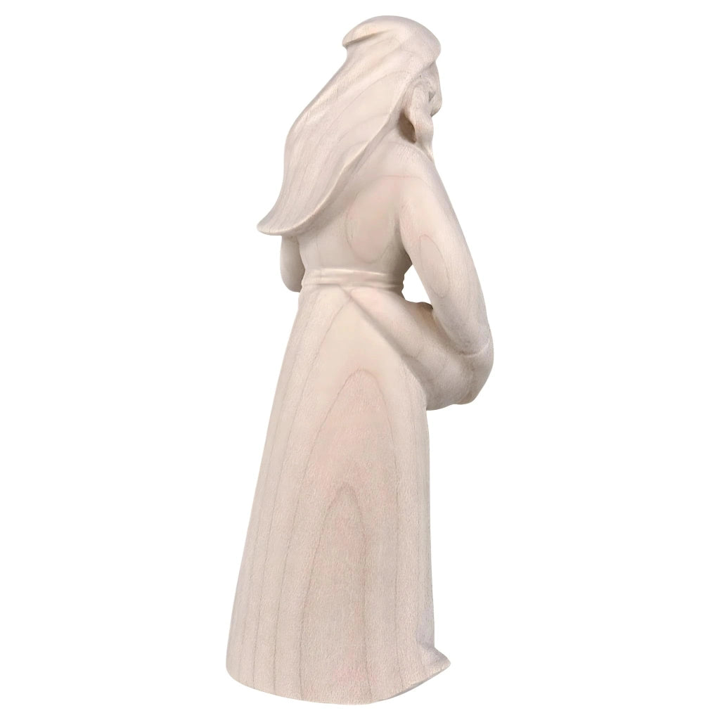 Figura di un pastore con frutta, realizzata in legno, 8 cm, colore naturale, statuina per presepe