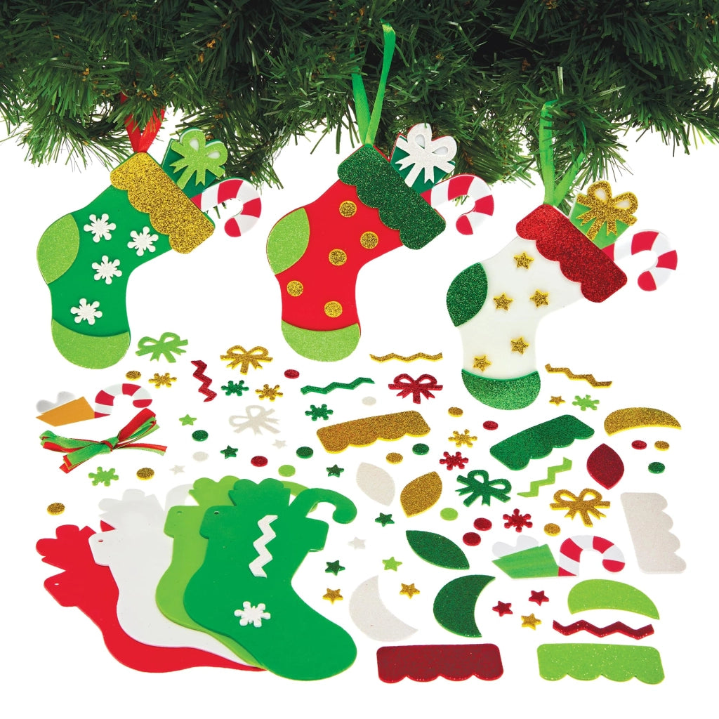 Set di 8 calze natalizie decorative in schiuma, kit per attività creative per bambini