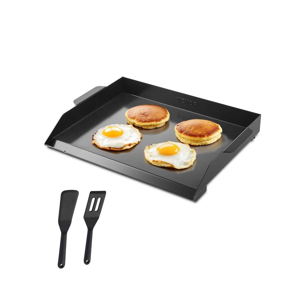 Piastra Rettangolare in Acciaio al Carbonio 502 x 370 mm HH-SPN009 Piastra Portatile con Manici per Barbecue Gas Campeggio Nero