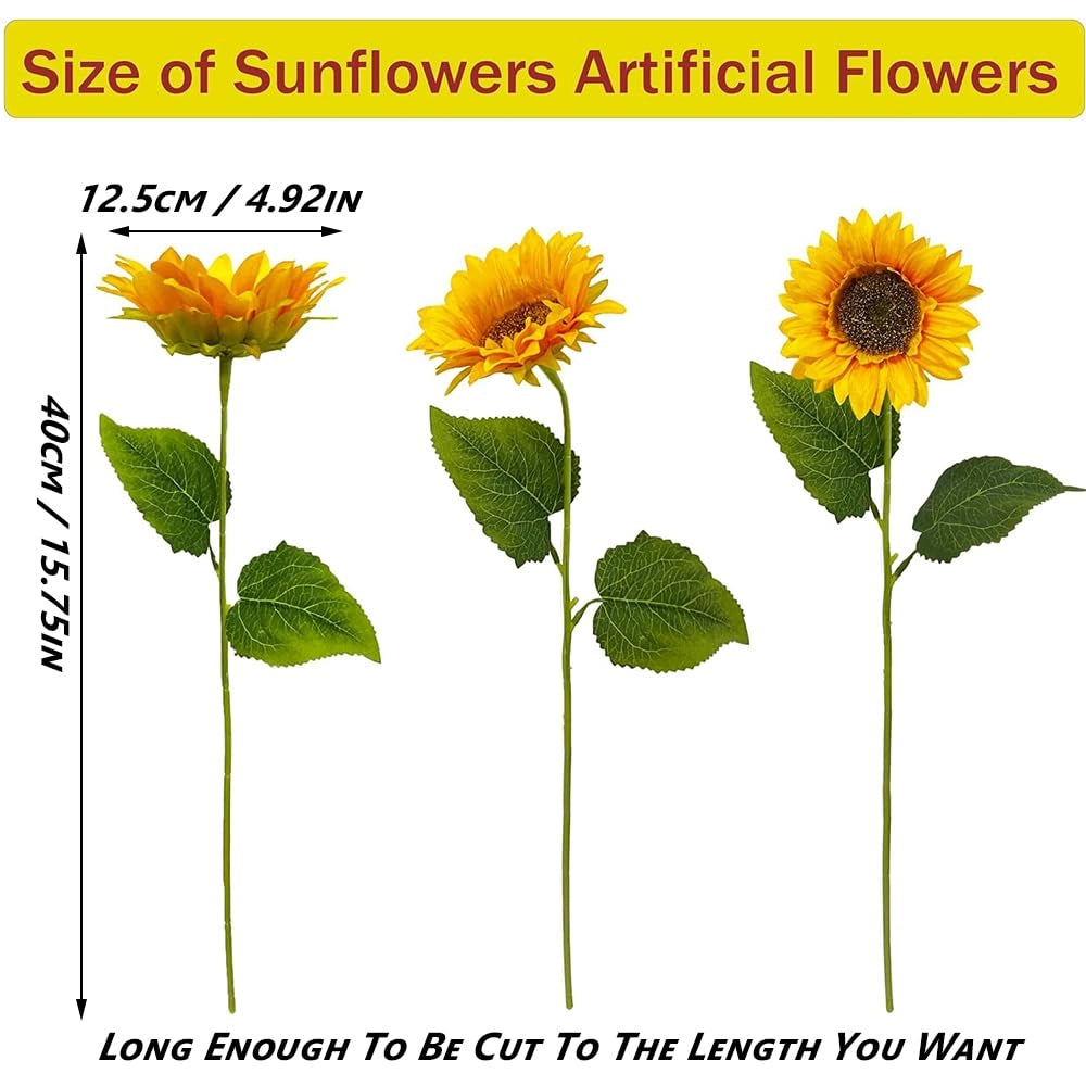 Girasoli artificiali, 8 pezzi, 40 cm, gialli, adatti alla decorazione