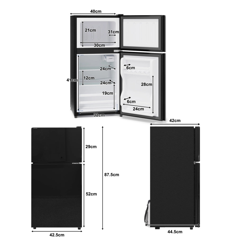 FRIGORIFERO compatto 60 L con congelatore 22 L, nero, porta in vetro e LED