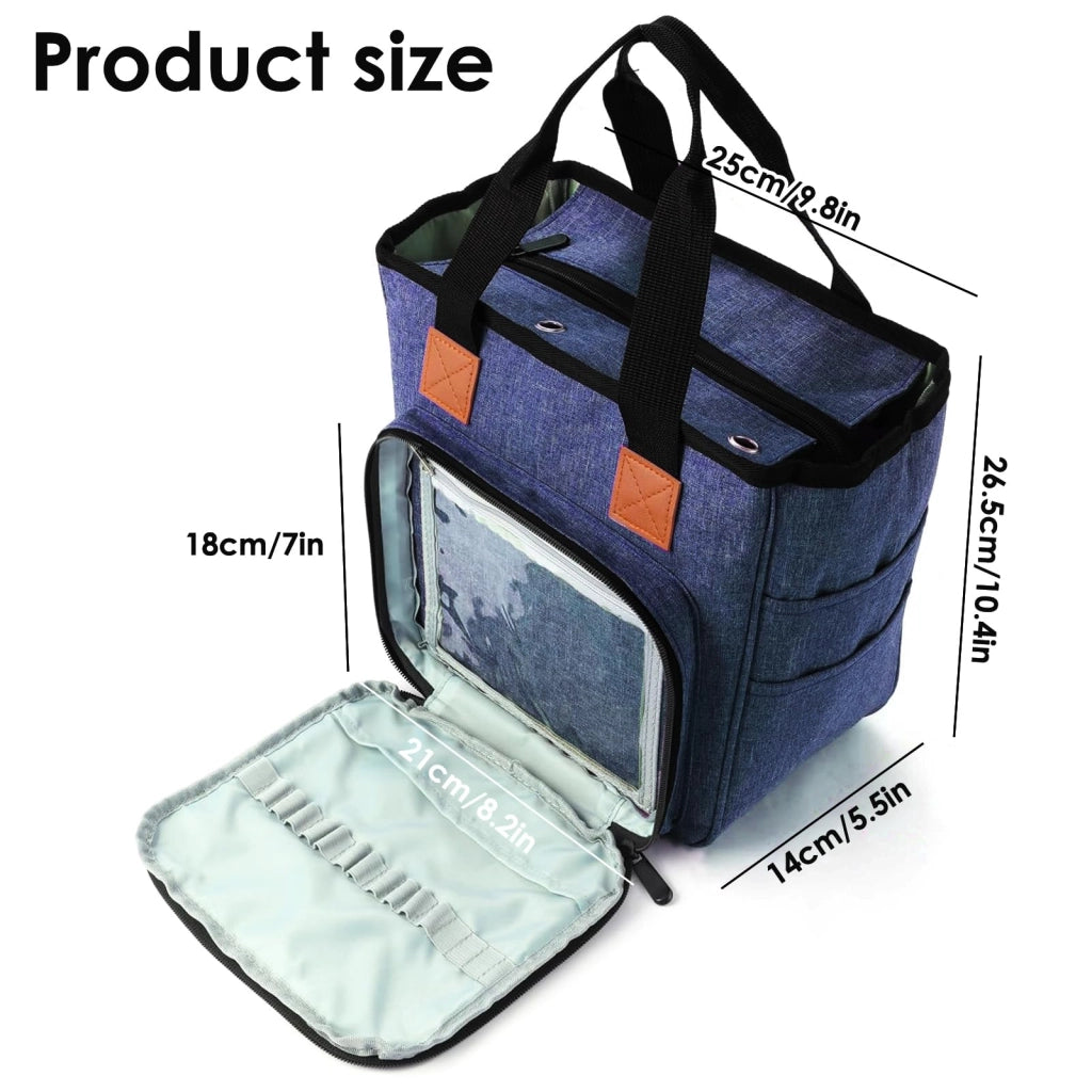 Borsa all'uncinetto, blu, borsa per uncinetto, borsa per filati, organizer all'uncinetto