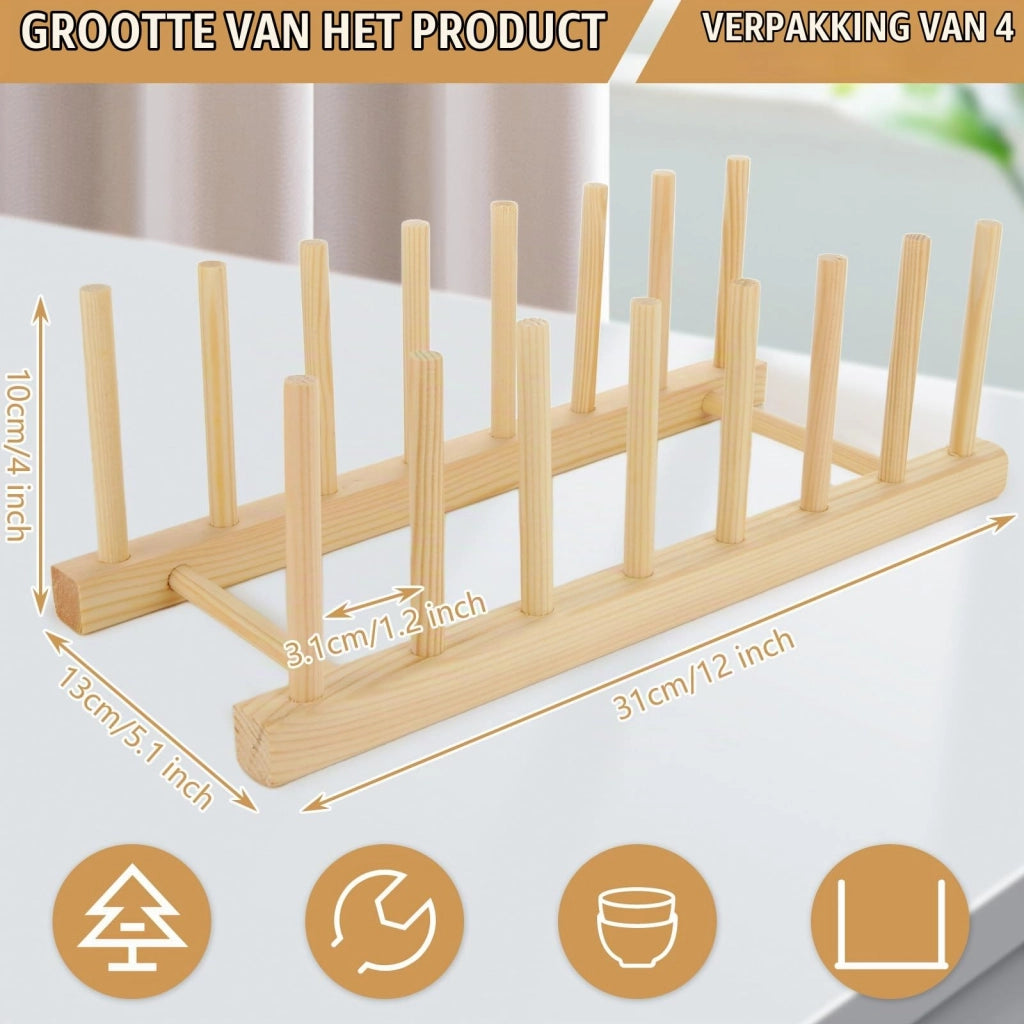 Portaoggetti in legno a più livelli, confezione da 4 pezzi, con 7 scomparti, espositore per stoviglie in bambù