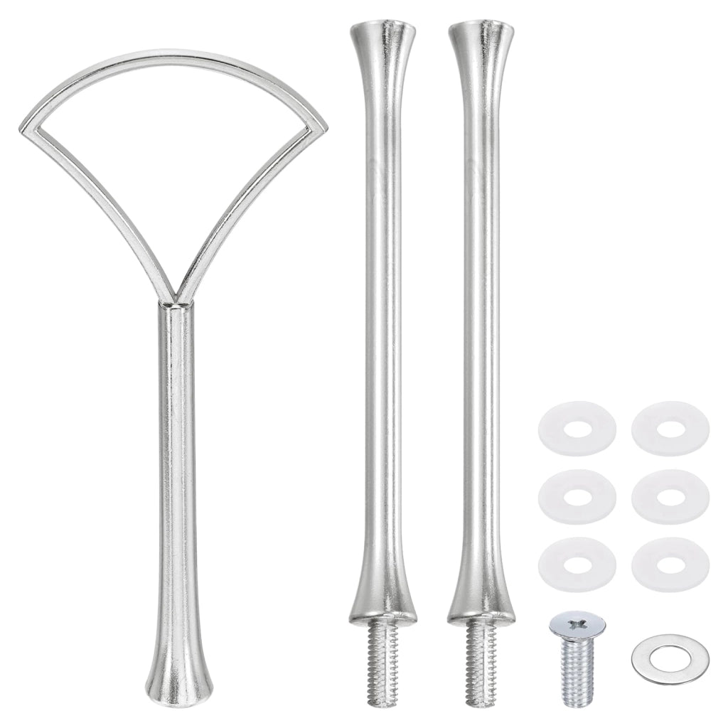 Set di accessori per porta torta a 3 livelli, realizzato in lega di zinco, colore argento