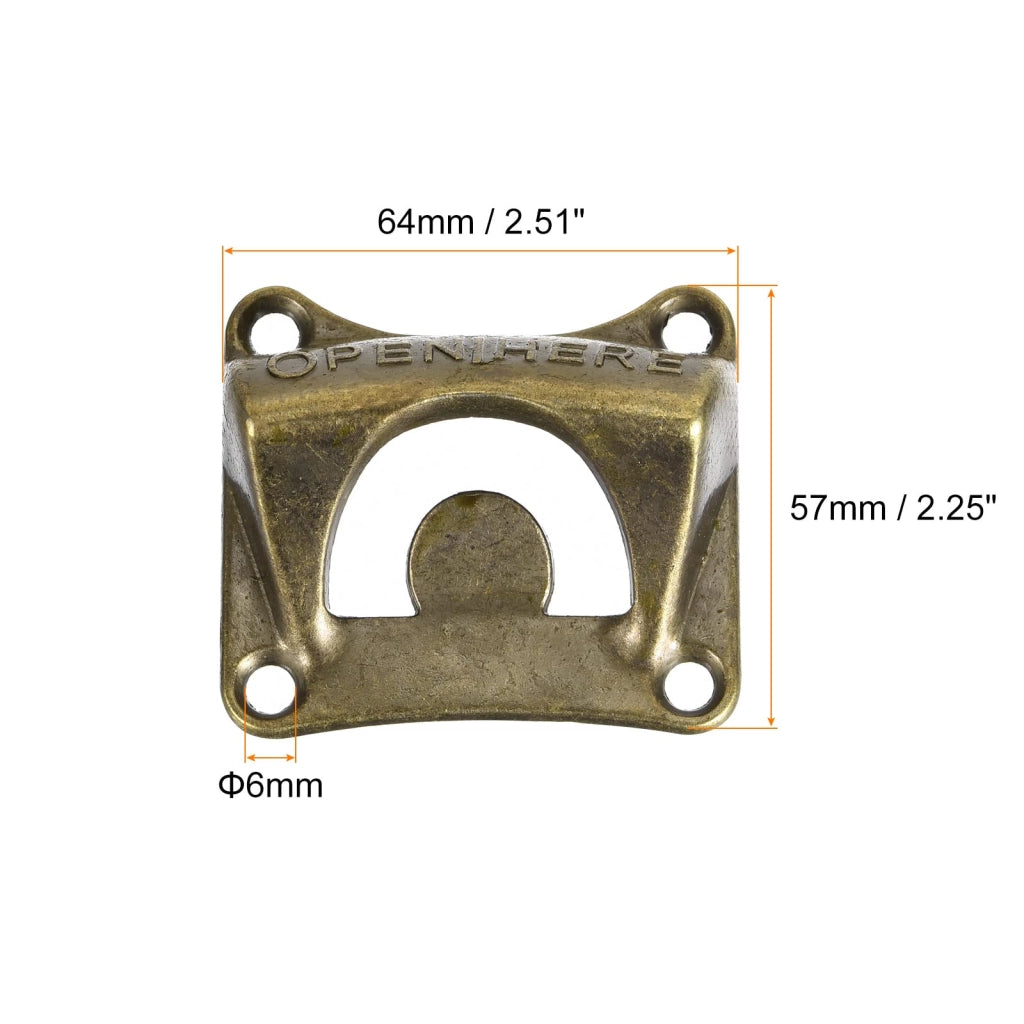 Set di 4 apriscatole da parete, in ghisa, dimensioni 6,5x5,6 cm, finitura bronzo