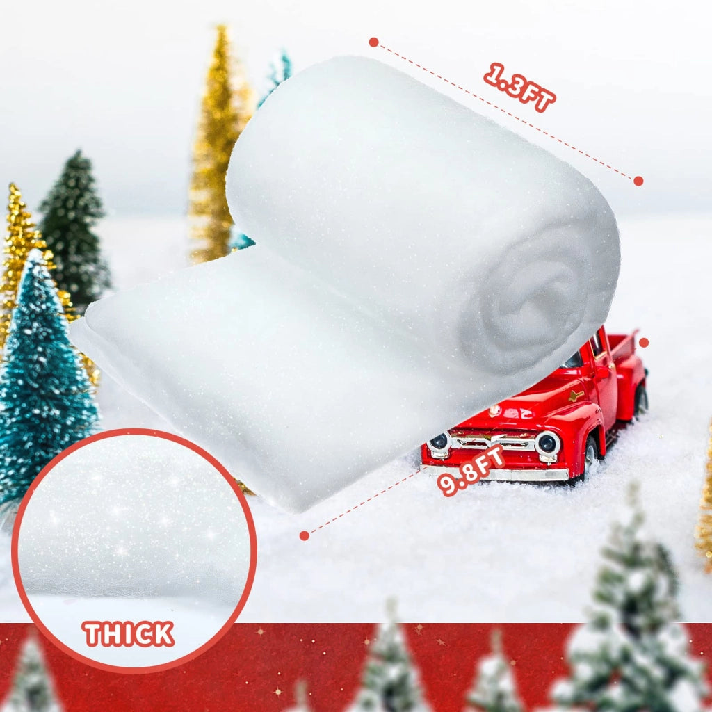 Set di rivestimenti effetto neve artificiale, scintillante, 2 pezzi, dimensioni 0,4 x 3 metri