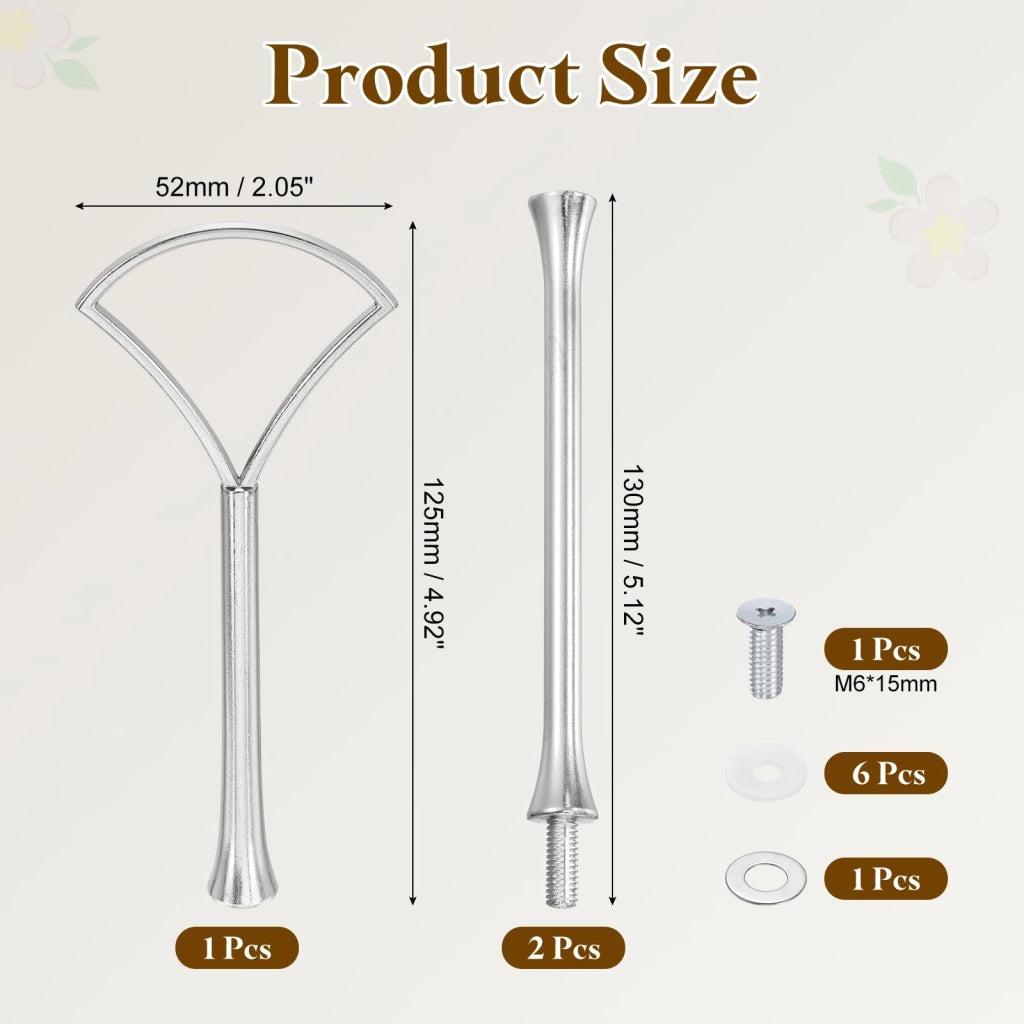 Set di accessori per porta torta a 3 livelli, realizzato in lega di zinco, colore argento