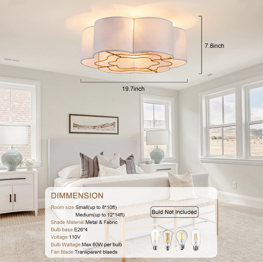 Ventilatore da soffitto con luce, paralume floreale e controllo tramite app