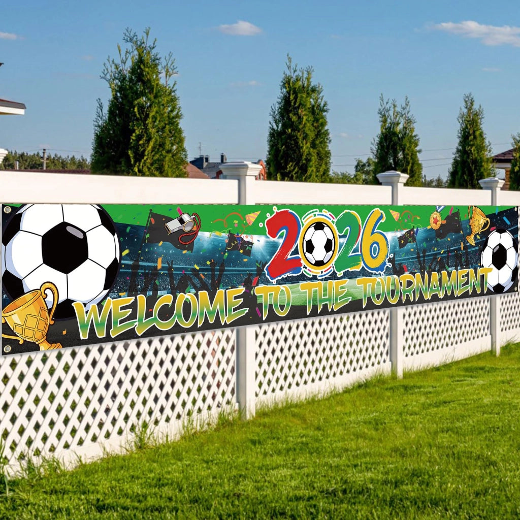 Banner per calcio, dimensioni 50 x 300 cm, "Benvenuti al torneo", decorazioni per feste