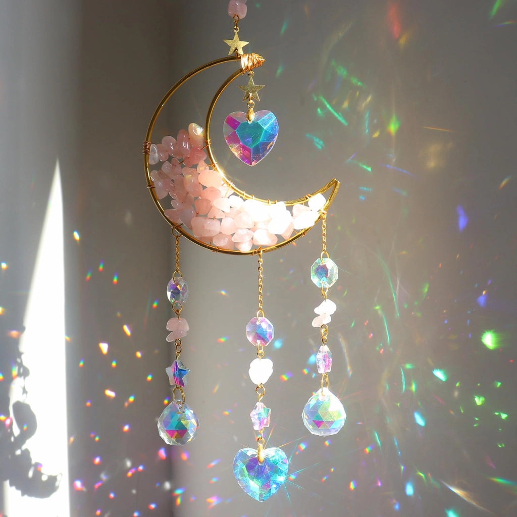 Catturatore di cristalli, design a clessidra, arcobaleno, decorazione per finestre, 1 pezzo, rosa