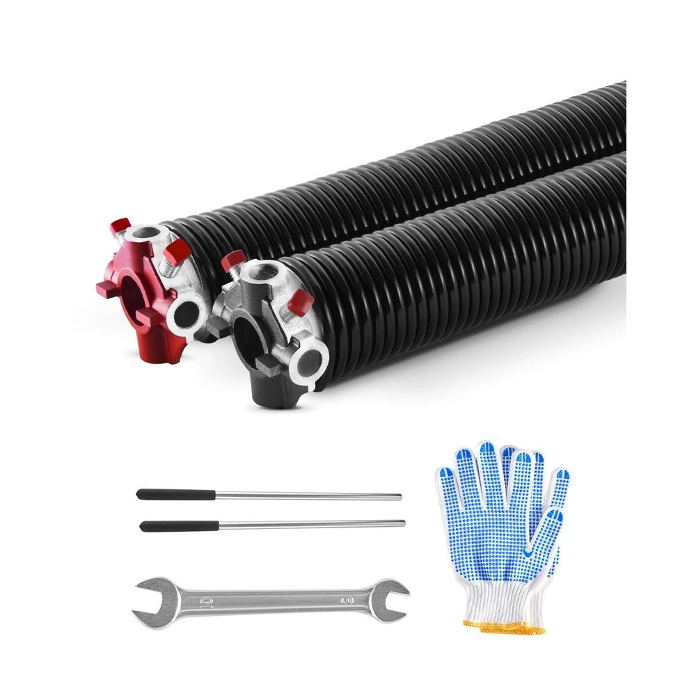 Coppia Molle di Torsione per Porta da Garage Φ5,94xΦ50,8x787 mm in Acciaio Nero 16000 Cicli con Accessori