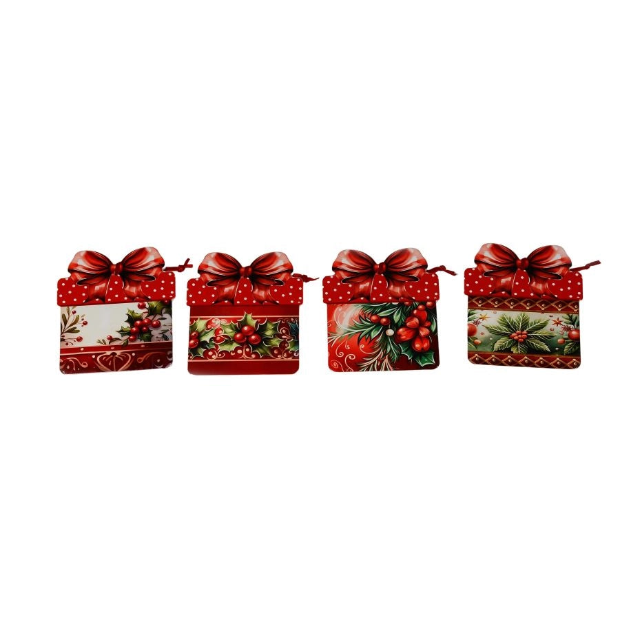 SOTTOPENTOLA NATALIZIO IN CERAMICA A FORMA DI PACCO REGALO ASSORTITO PREZZO CAD