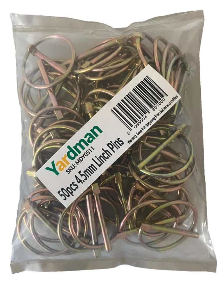 Set di copiglie - 50 pezzi, 4,5 mm, acciaio al carbonio zincato, copiglie di sicurezza per rimorchi, trattori, veicoli agricoli, lunghezza perno 42 mm