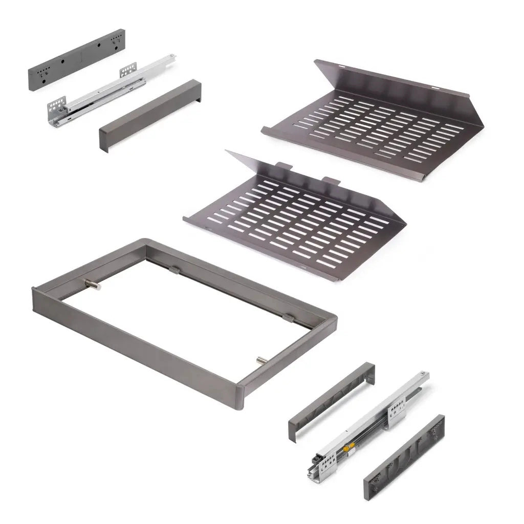 Kit cassetto portascarpe estraibile Quartz per armadi modulo 600 mm titanio
