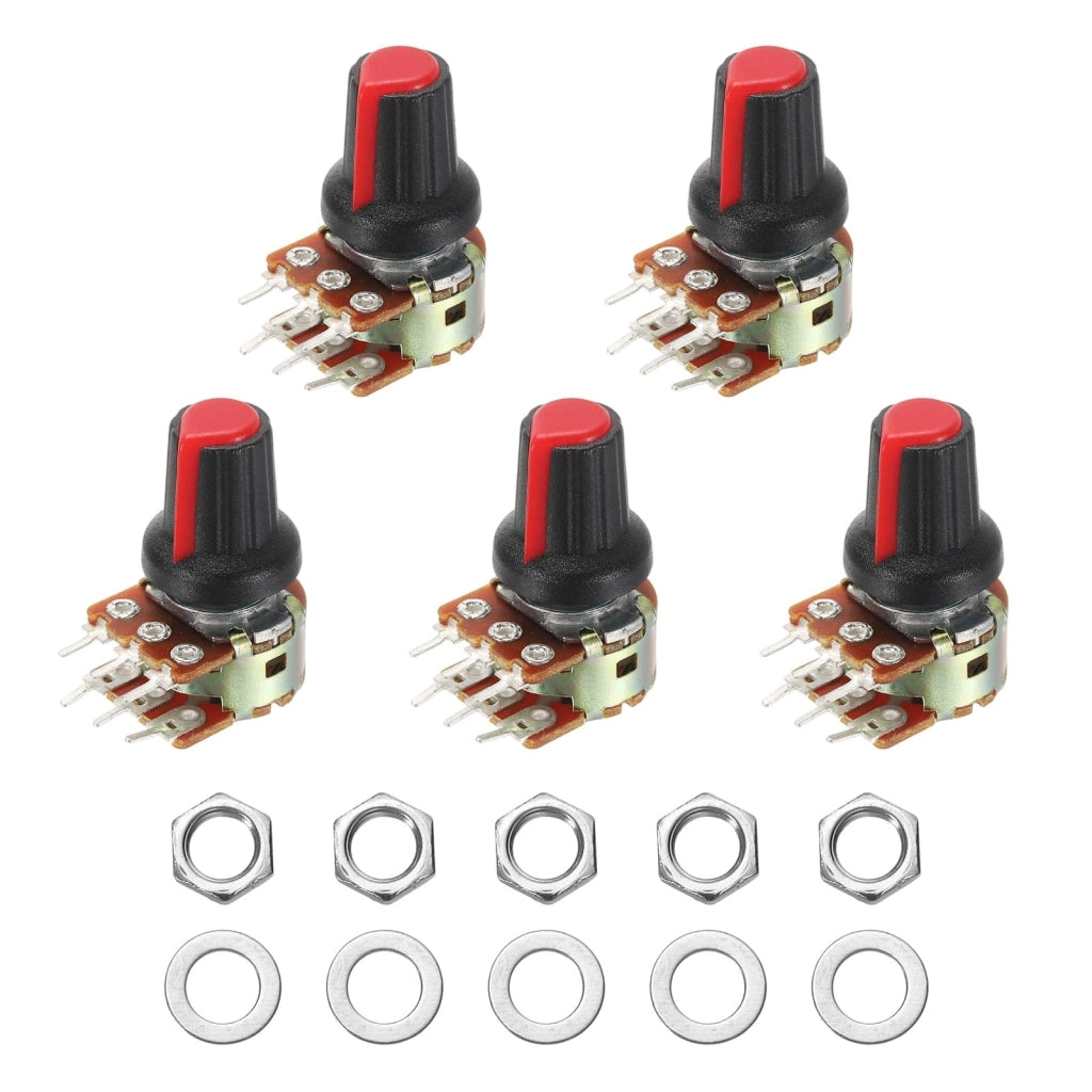 Set di 5 potenziometri doppi WH148, resistenza di 2 kΩ, colore giallo, albero di 6x15 mm