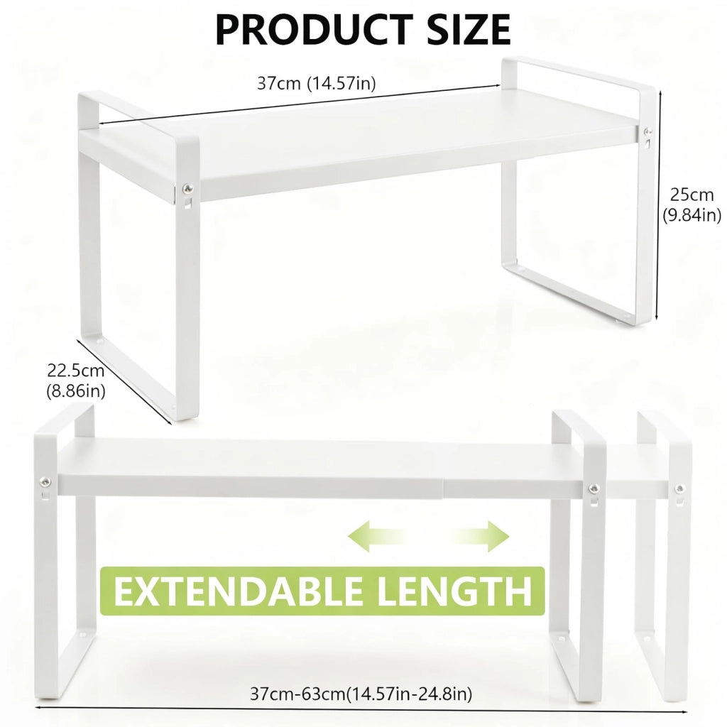 Ripiano estraibile per cucina, da 37 a 63 cm, in metallo, colore bianco