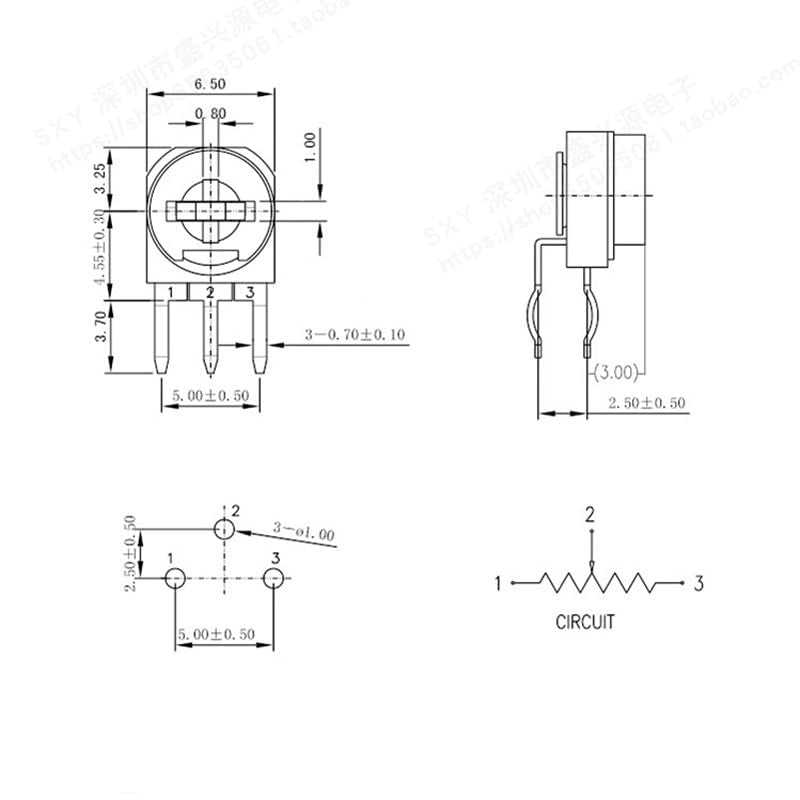 10 pezzi di potenziometro trimmer RM-063, resistenza 501 500R, montaggio verticale