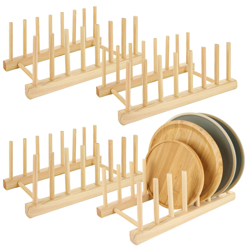 Portaoggetti in legno a più livelli, confezione da 4 pezzi, con 7 scomparti, espositore per stoviglie in bambù