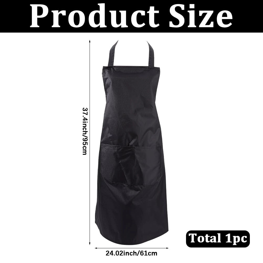 Grembiuli neri con tasche, impermeabili, dimensioni 95x61 cm, ideali per cucina e ristorante