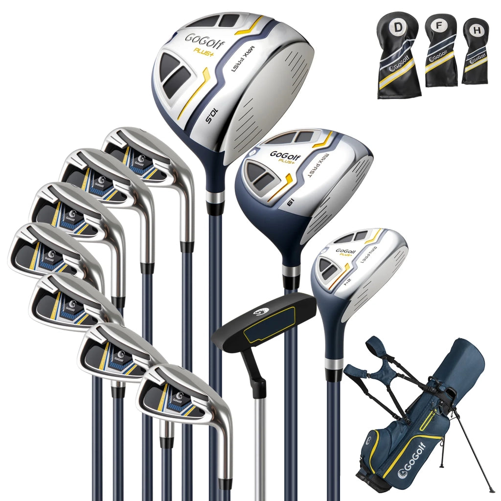 Set Mazze da Golf Complete da Uomo con Sacca Stand Destrorso Giallo Leggero Robusto ed Ergonomico