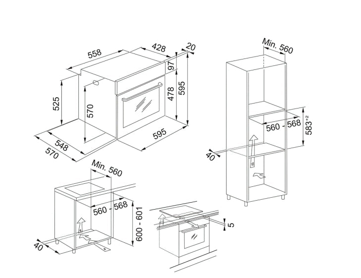 Franke fsl86 h bk forno da incasso, 71 litri, classe a, 8 funzioni, estetica linear, cristallo nero