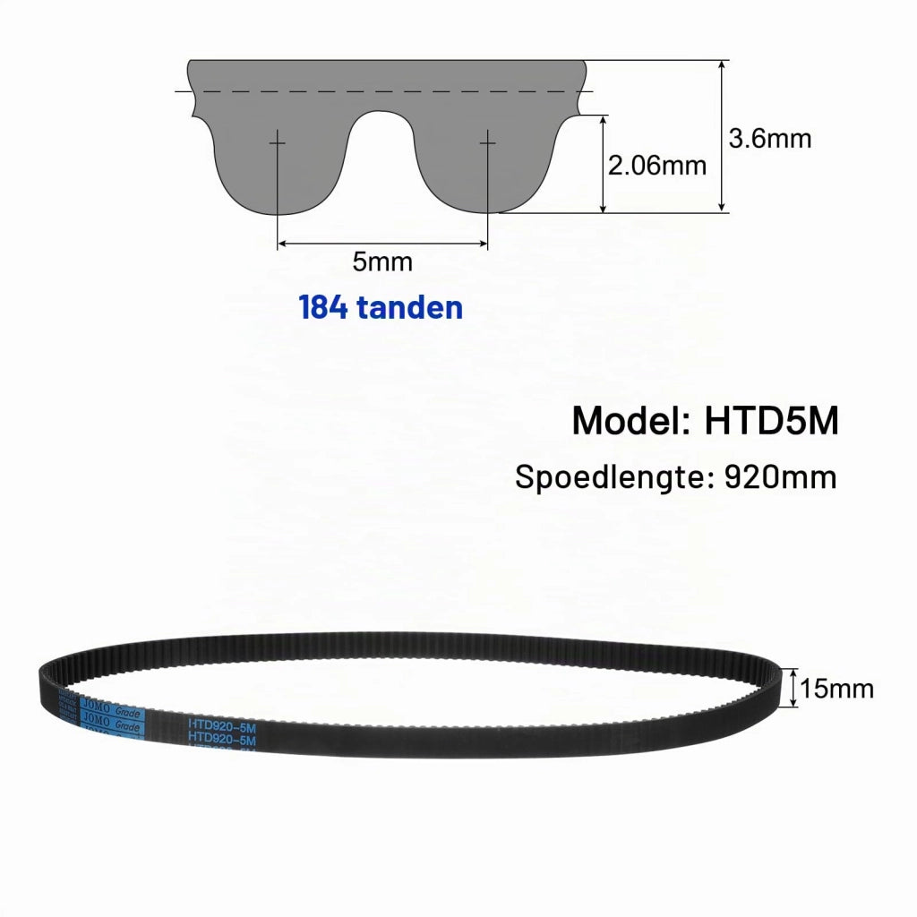 Cinghia dentata HTD-5M, 184 denti, 920x15x3,6 mm, in gomma