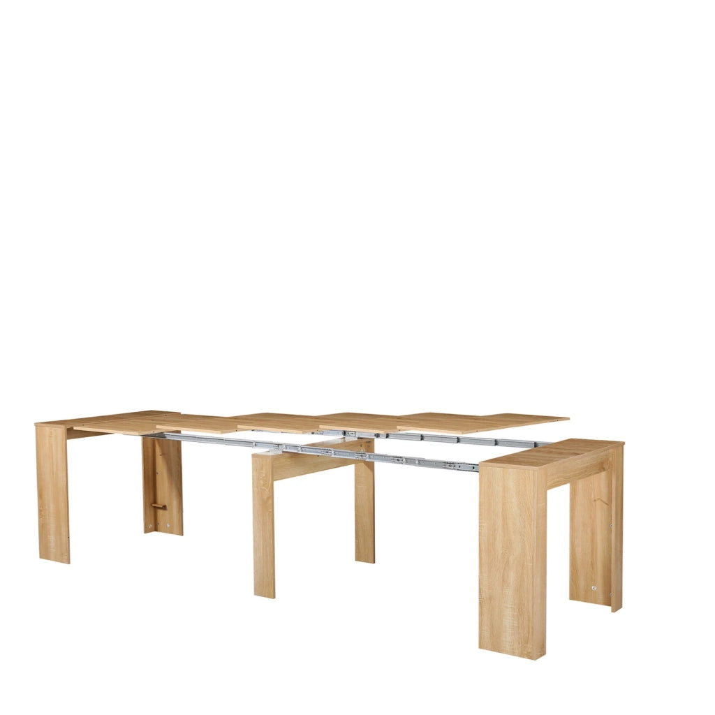 Tavolo Consolle Artic Allungabile Effetto Rovere, Estensibile da 50 a 300 cm, per 12 Persone