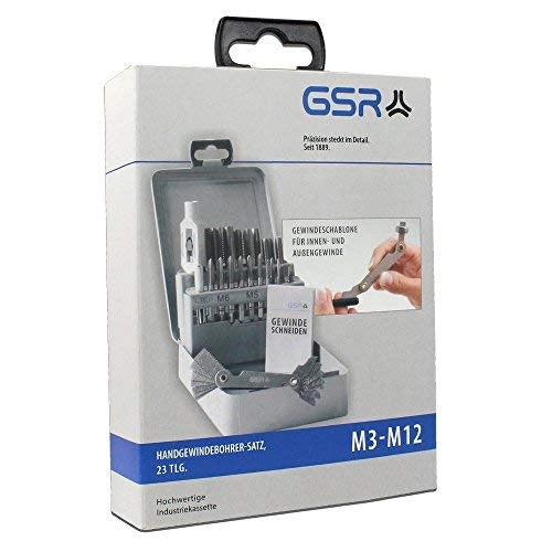 Set di maschi filettati da 23 pezzi, da M3 a M12, in acciaio HSS-G, fornito in custodia