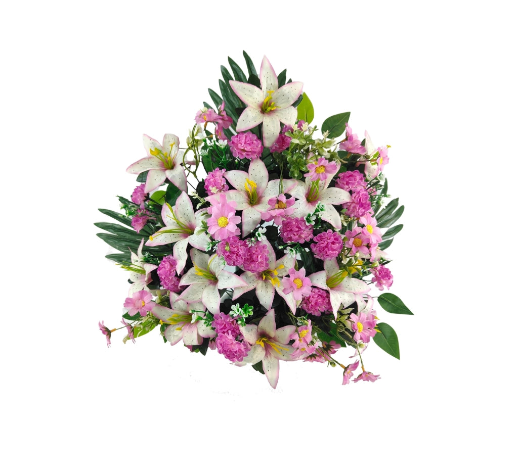 Piante artificiali per tombe, colore rosa/lilla, dimensioni 50x40 cm