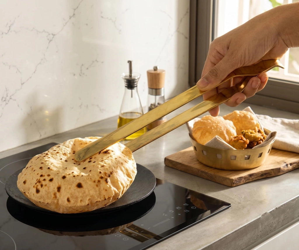 Padella in ottone, 30 cm, stile antico, ideale per preparare roti e fritture