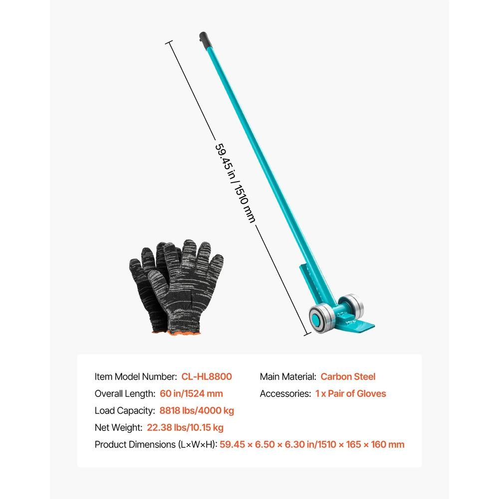 Barra a leva per movimentazione carichi pesanti CL-HL8800 in acciaio al carbonio 4T con ruote 1524 mm per officina e magazzino