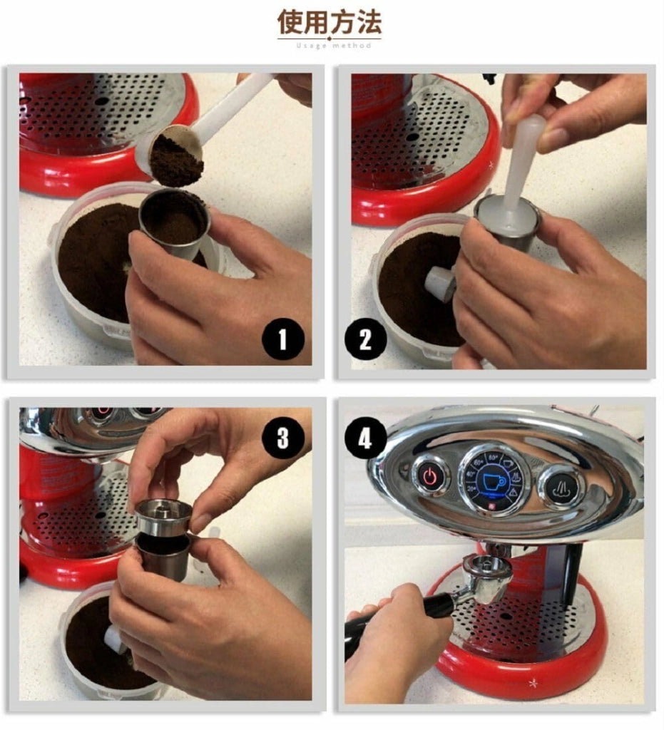 Capsule in acciaio inossidabile per caffè Illy, riutilizzabili, con cucchiaino
