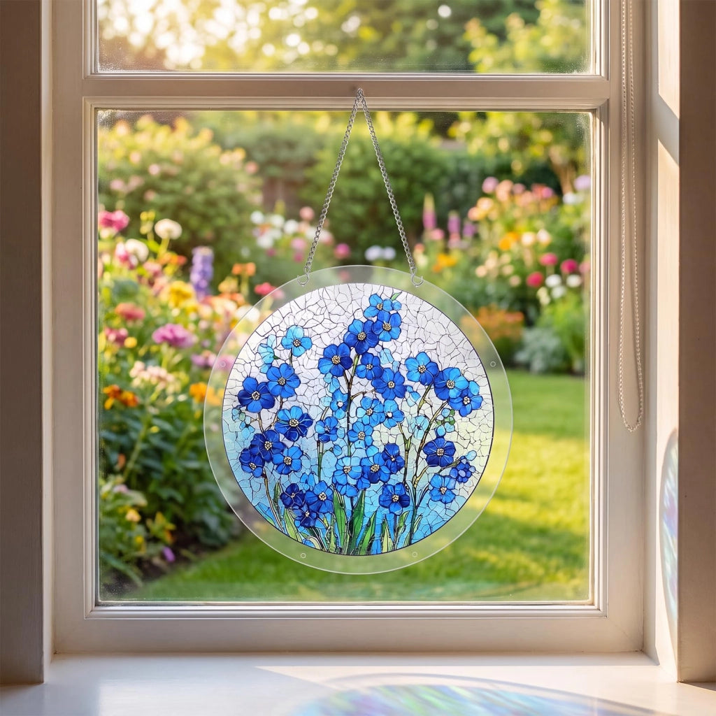 Puzzle in acrilico, decorazione per finestre, fai da te, 22,6 x 22,6 cm, blu, elemento decorativo per finestre