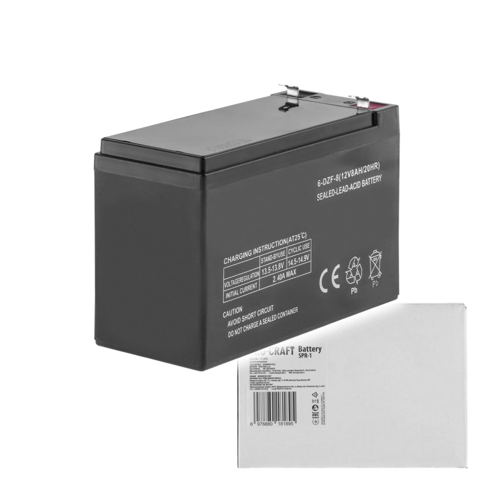 Batteria al piombo 12V Procraft SPR-1, 8 Ah, sigillata senza manutenzione (SLA)